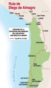Map of Almagro's expedition into Chile